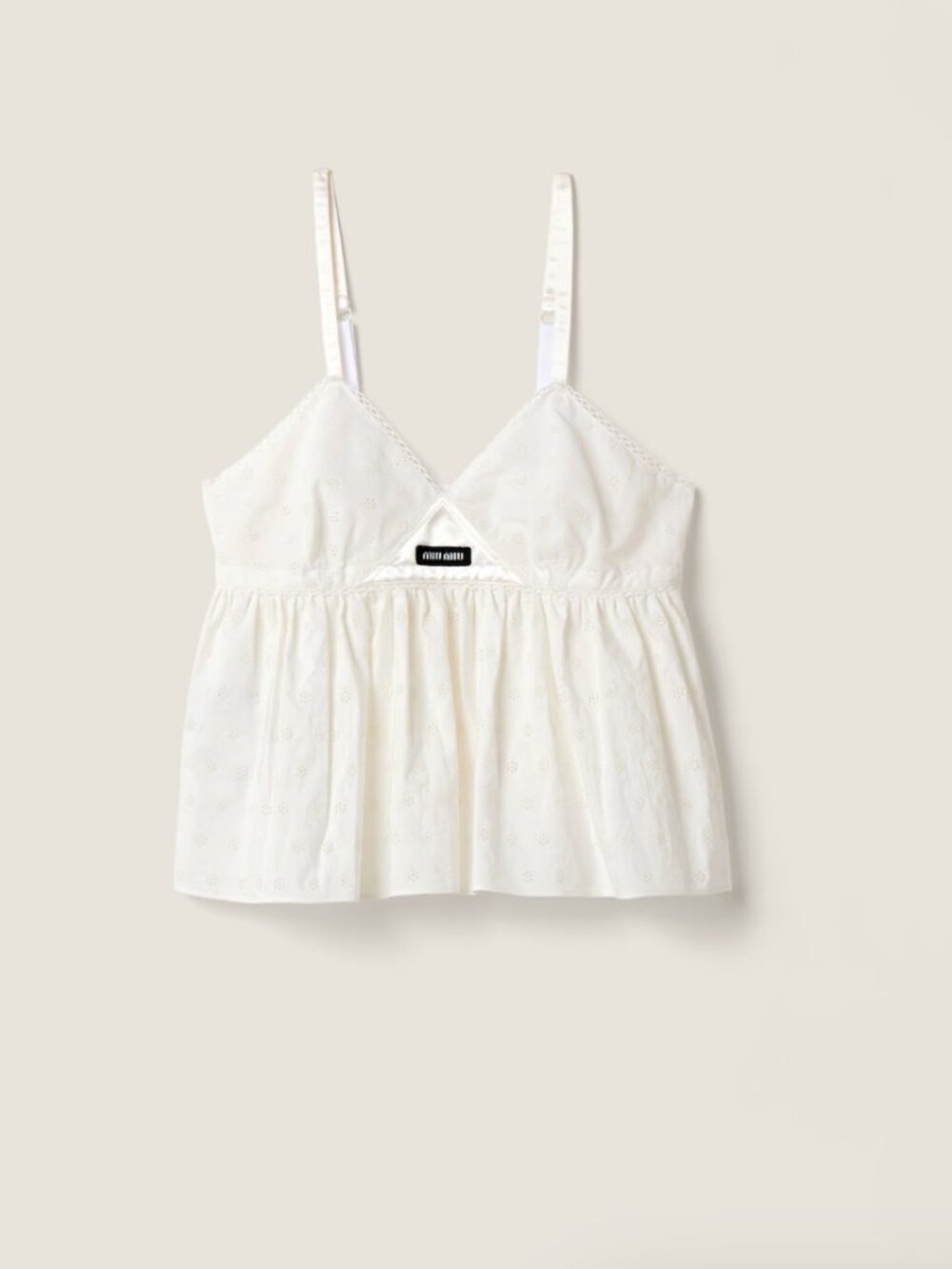 Miu Miu Slubbed eyelet poplin top